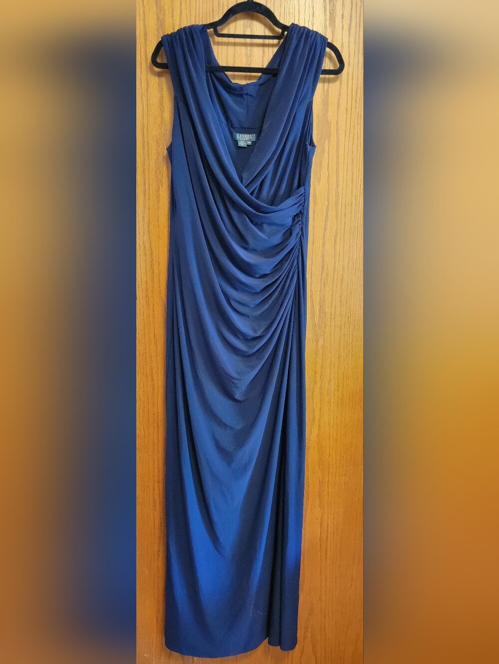 Lauren Ralph Lauren Vintage Evening Gown Sleeveless Draped Maxi Dress 14W